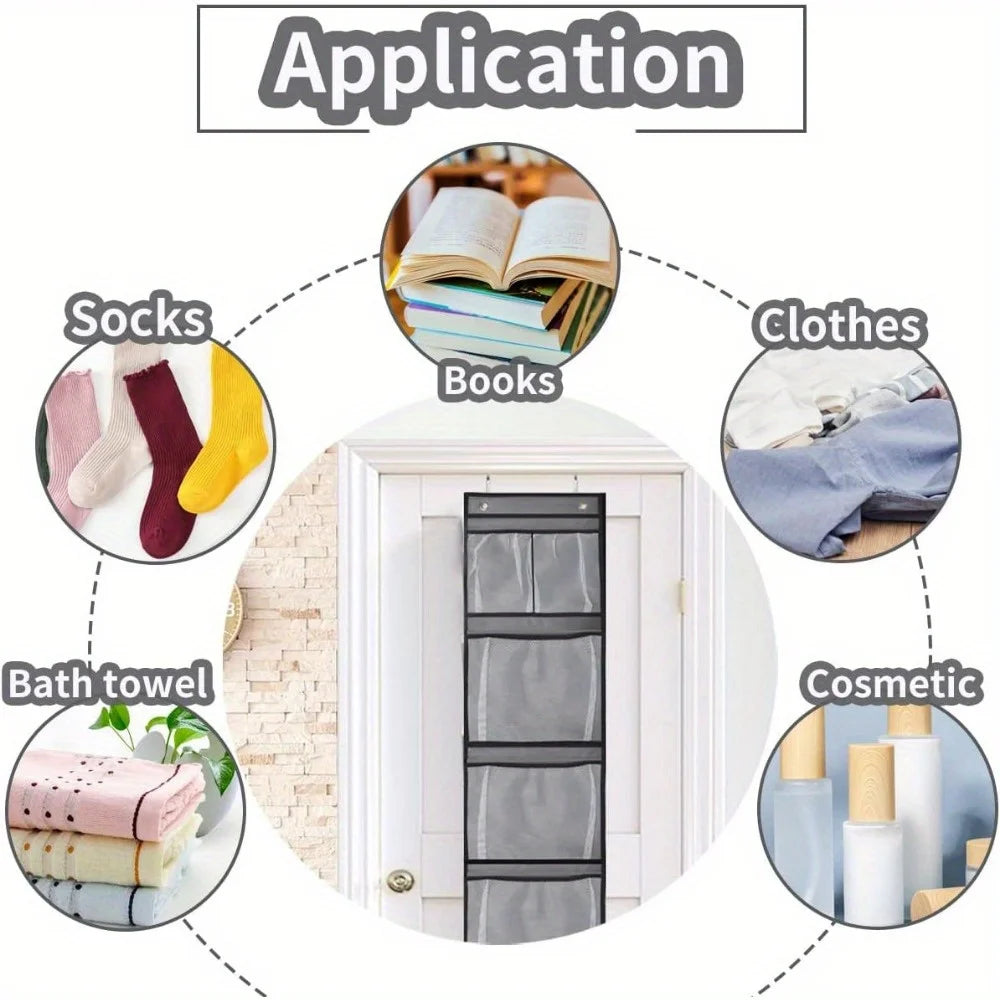 Over-the-Door Shoe Organizer – 6 Large Mesh Pockets & 2 Hooks Door Shoe Organizer Zpaxo