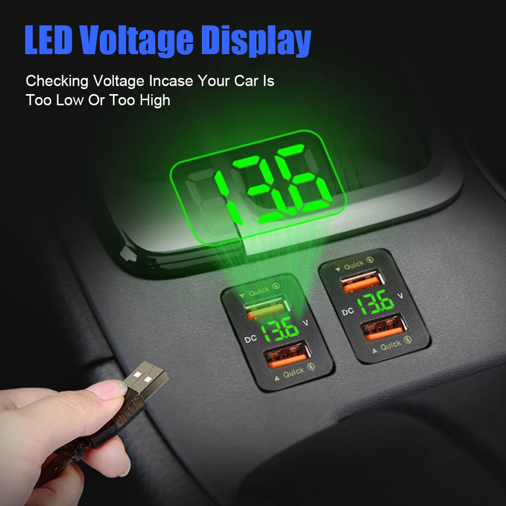 QC 3.0 USB Charger For Toyota Corolla Yaris RAV4 Car Power Adapter Socket Fuse LED Indicator Voltmeter Test Interior Accessories Zpaxo