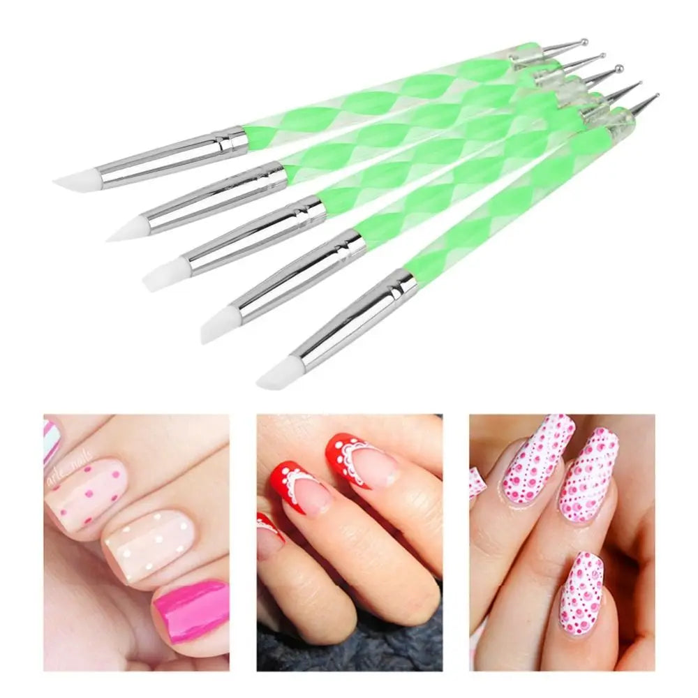 5 8 0 2 Nail Art Silicone Pens Double Ended Tip Sculpting Tools Multi Zpaxo