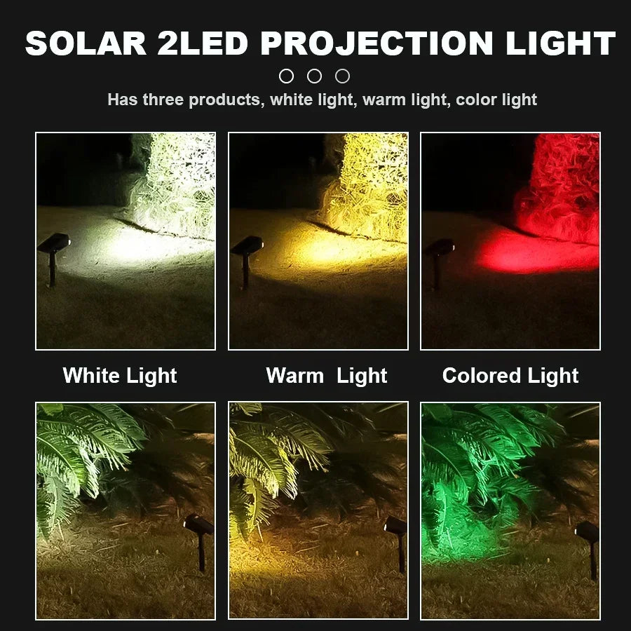 2 LED Solar Spotlights Outdoor IP65 Waterproof Brightness Adjustable Spot Light Garden Backyard Driveway Patio Decor Lamp Zpaxo