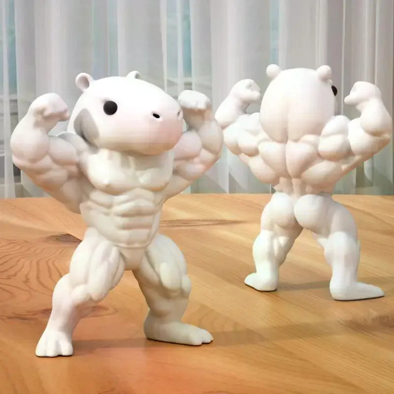 White Muscular Cat, Capybara, Cow, And Tiger Statues, Durable Plastic Home Decorations, Perfect Gift, Interior Living Room Décor Zpaxo
