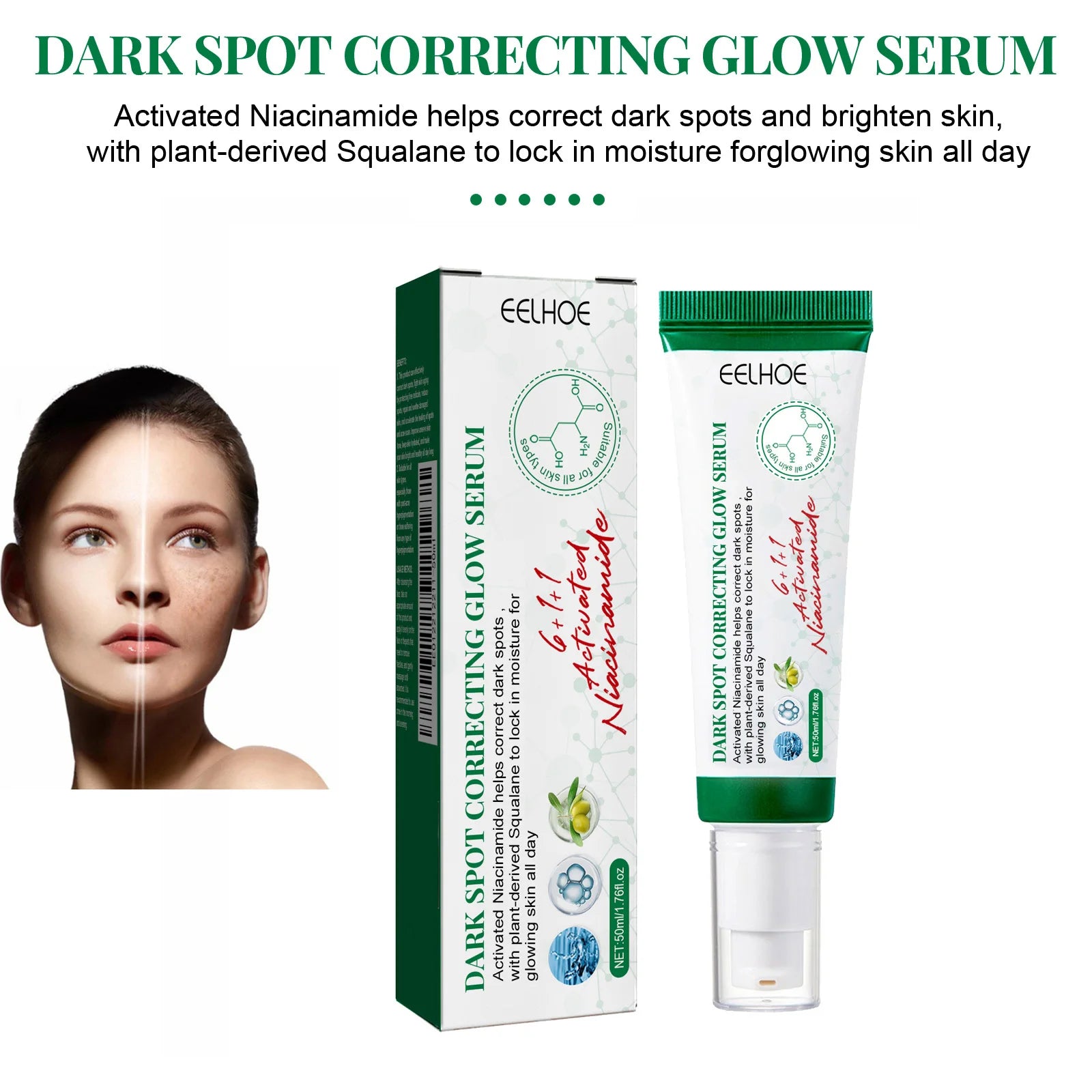 Nicotinamide Dark Spot Corrector Serum | Eelhoe 50ml Brightening Face Serum Zpaxo
