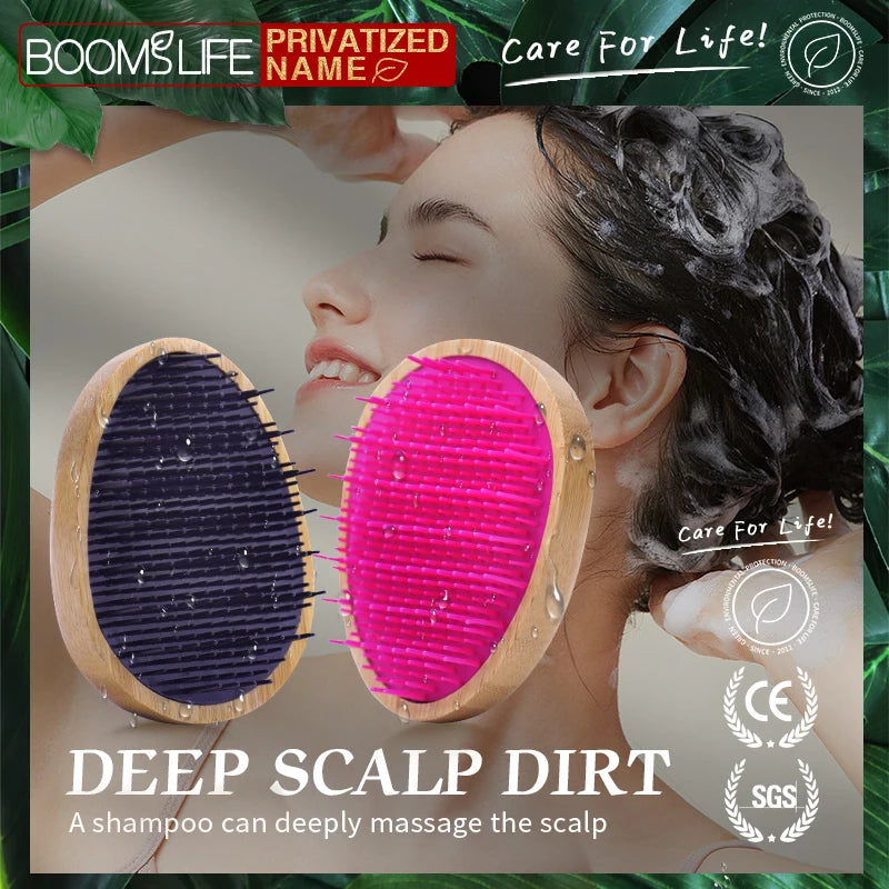 Custom Hair Brush For Women Egg Shape Anti Static Styling Bamboo Comb for Hair Scalp Massage Bamboo Hairbrush Portable Travel Zpaxo