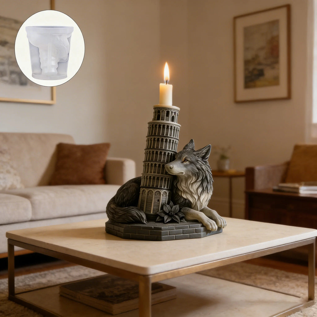 3D Gothic Wolf & Leaning Tower Silicone Mold – Candle & Resin
