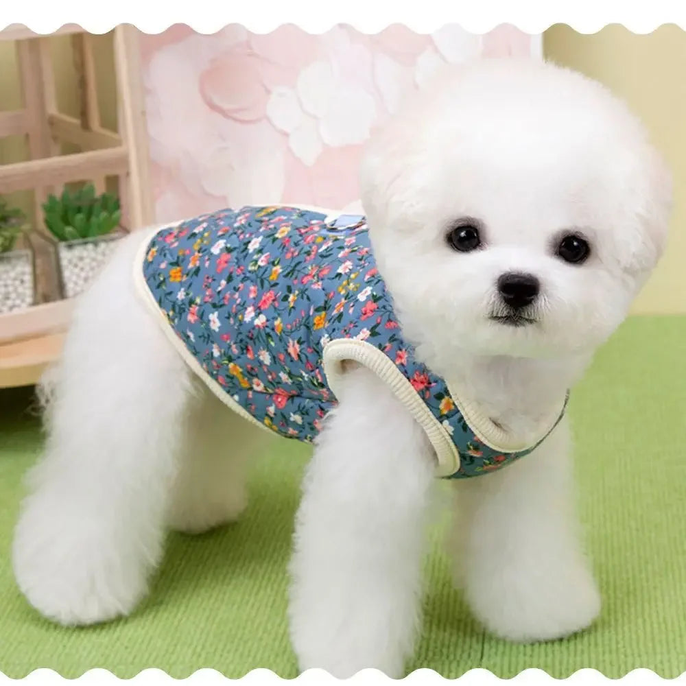 Floral Print Fleece Dog Vest – Warm Winter Pet Coat S–XXL Dog Winter Vest Zpaxo