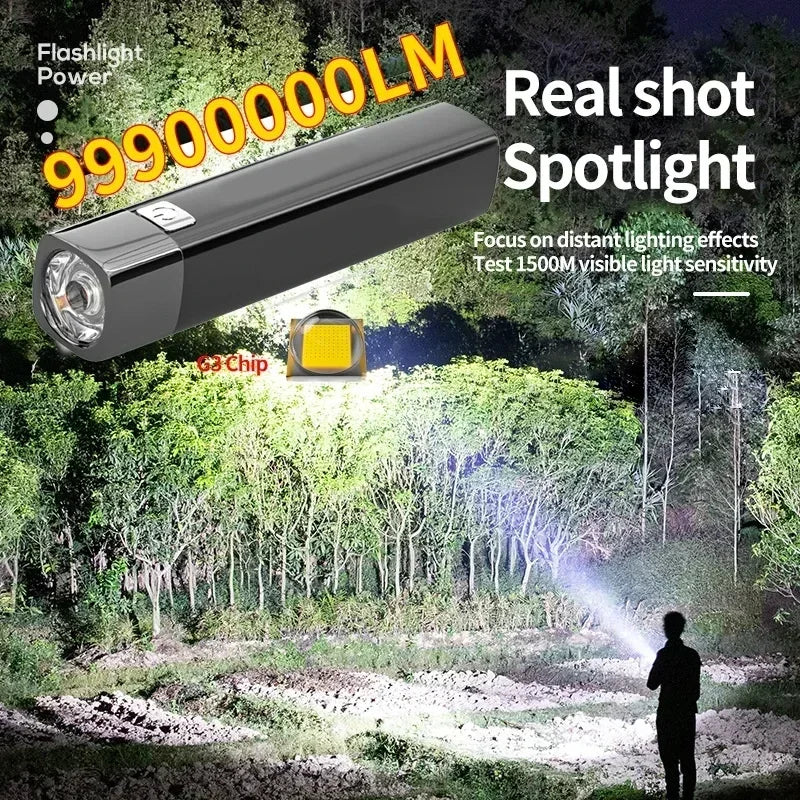 2-in-1 Mini LED Flashlight & USB Power Bank – 3 Modes IPX6