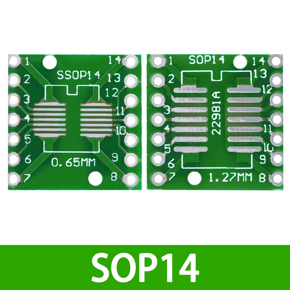 SMD DIP Adapter PCB Converts SOP MSOP SSOP TSSOP SOT23 8-28 Pins Zpaxo 10PCS SOP14