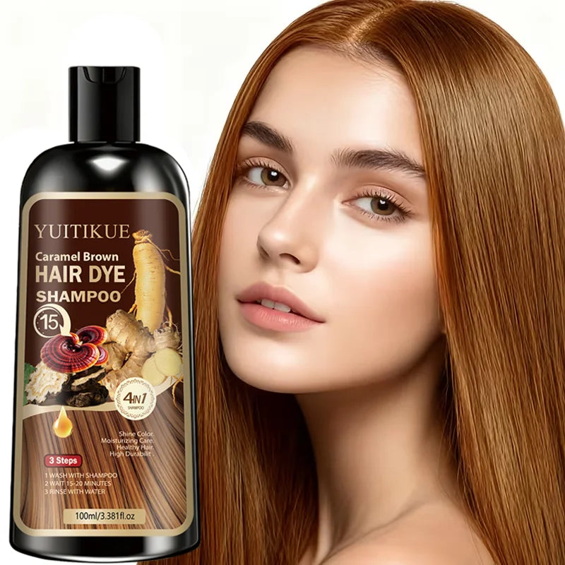 Herbal Hair Dye Shampoo – Reishi & Ginseng, Caramel Brown Hair Dye Shampoo Zpaxo