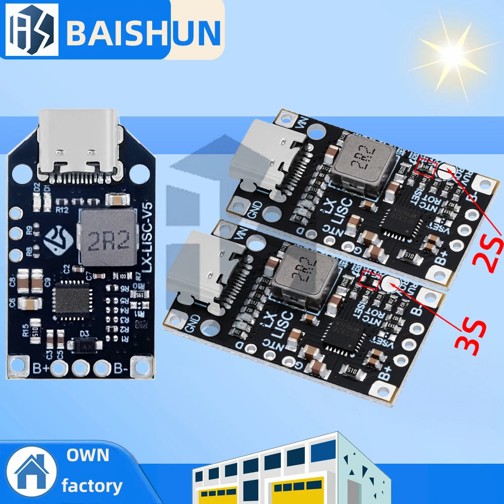 Type-c USB 2S 3S BMS Module 15W 8 4V 12 6V 1 5A Li-battery Charger Zpaxo