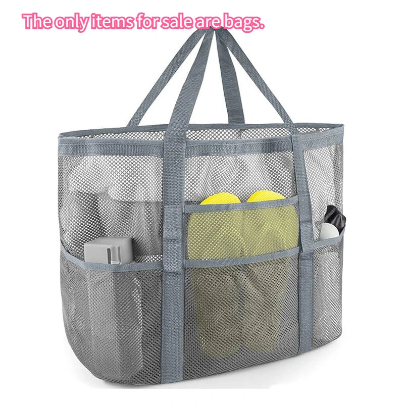 Large Capacity Mesh Beach Tote Bag Swimming Shower Fitness Travel Zpaxo gray-1pc