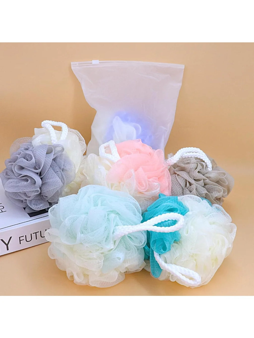 3-Pack Exfoliating Bath Net Set – Foam Ball, Scrub & Back Brush