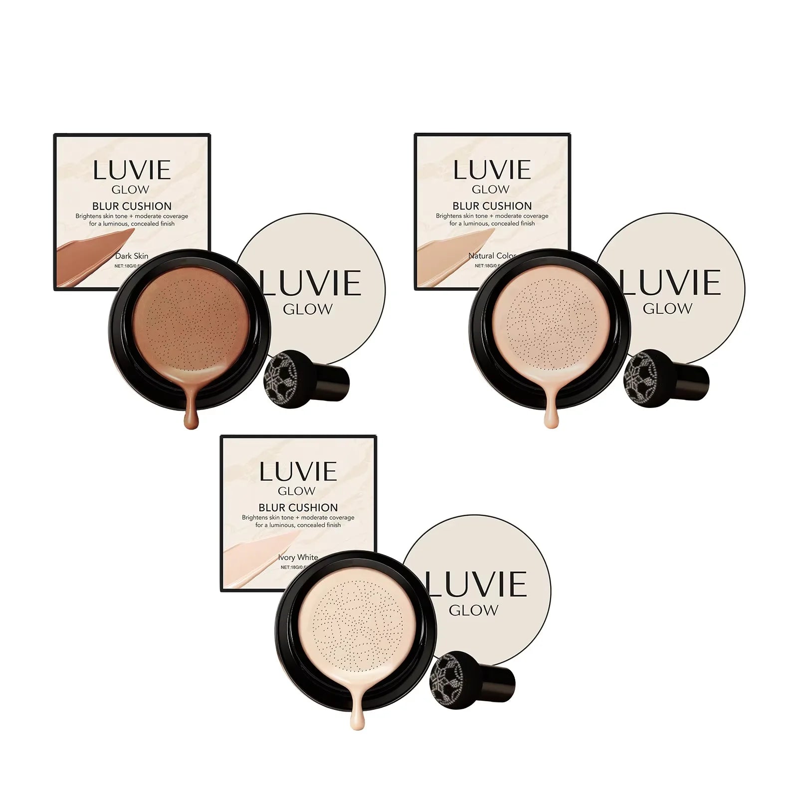 Mushroom Head Air Cushion CC Cream Foundation – Waterproof & Full Cover CC Cream Foundation Zpaxo 3pcs boxed