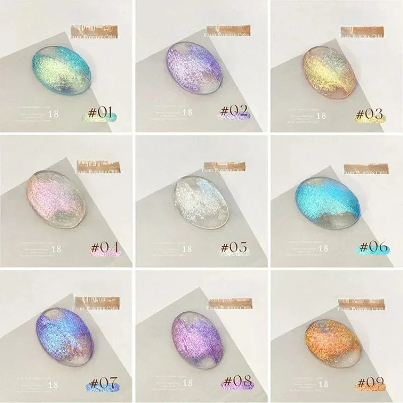 9-Color Fairy Glitter Nail Art Powder – Chrome Pigment Paste Set Nail Art Powder Zpaxo