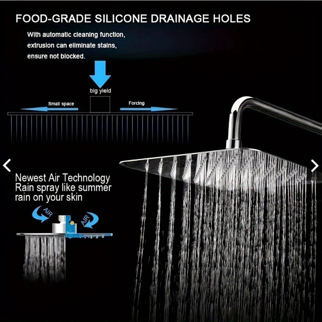 Rain Shower Head 304 Stainless Steel Square Spray Ultra-thin