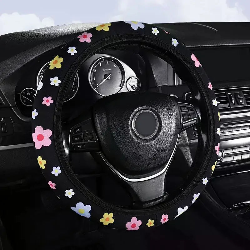 Floral Anti-Slip Universal Car Steering Wheel Cover 38cm