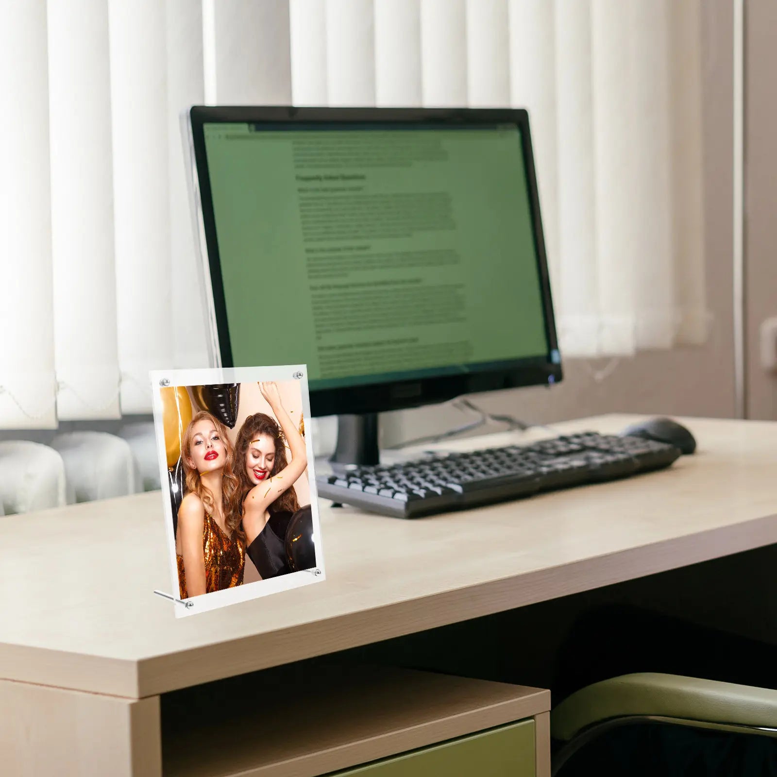 Frameless Acrylic Photo Frame Clear Freestanding Desktop Picture