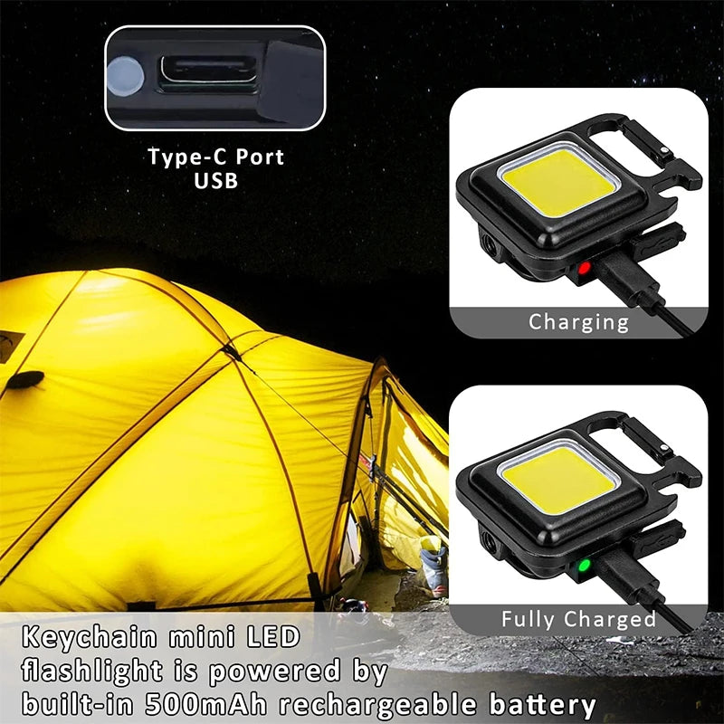 Multi-function LED Portable COB Bright Self Defense Keychain Work