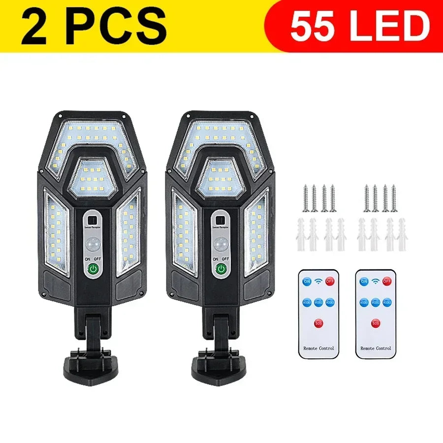 55 LED Solar Wall Floodlight | 3-Mode Motion Sensor IP65