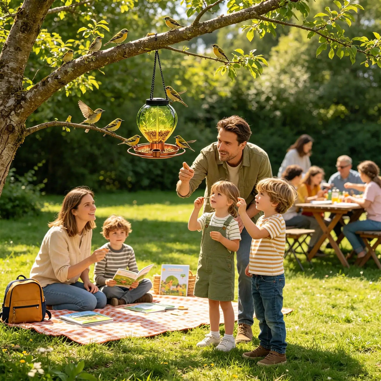 Solar Powered Bird Feeder Air Balloon Shape Porch Ornament Wild