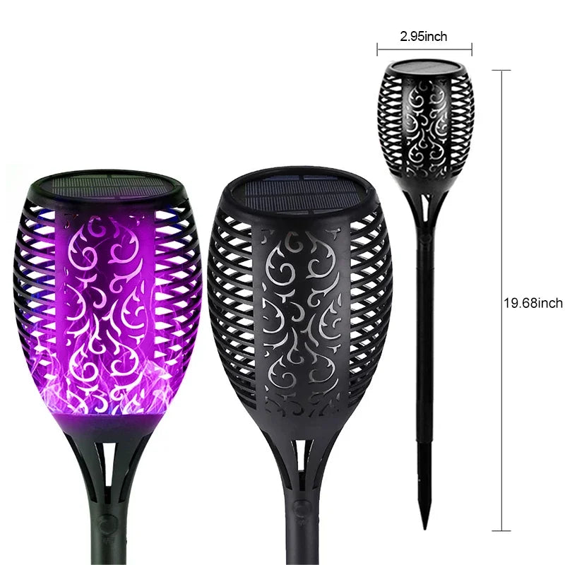 Outdoor Solar Flame Light Flickering Blue RGB Purple Lamp Waterproof Zpaxo Purple 2 PCS