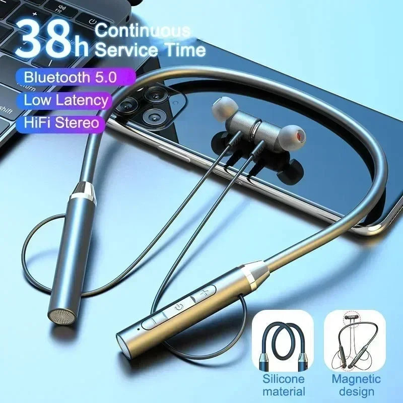 Wireless Headphones Bluetooth Neckband Magnetic Earphones Sport