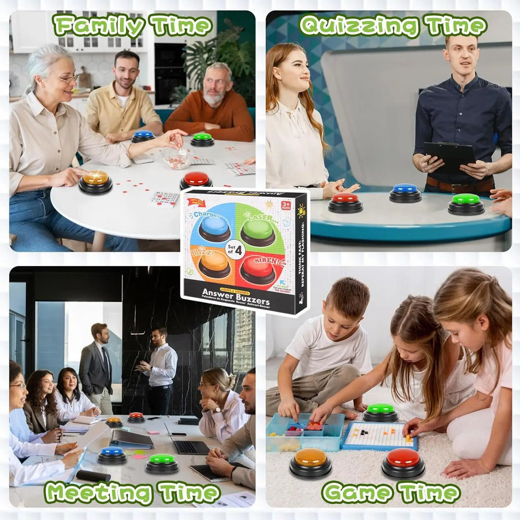 Game Buzzer 4-Piece Quick Answer Button Lights Kids Student Classroom