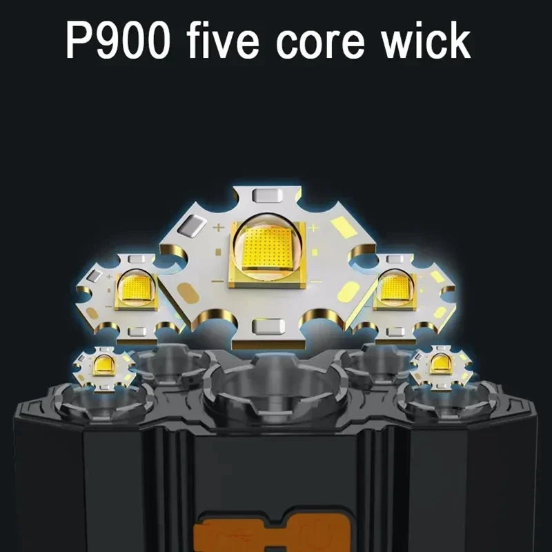 5-LED USB Rechargeable Headlamp – 4 Modes, 18650 Battery