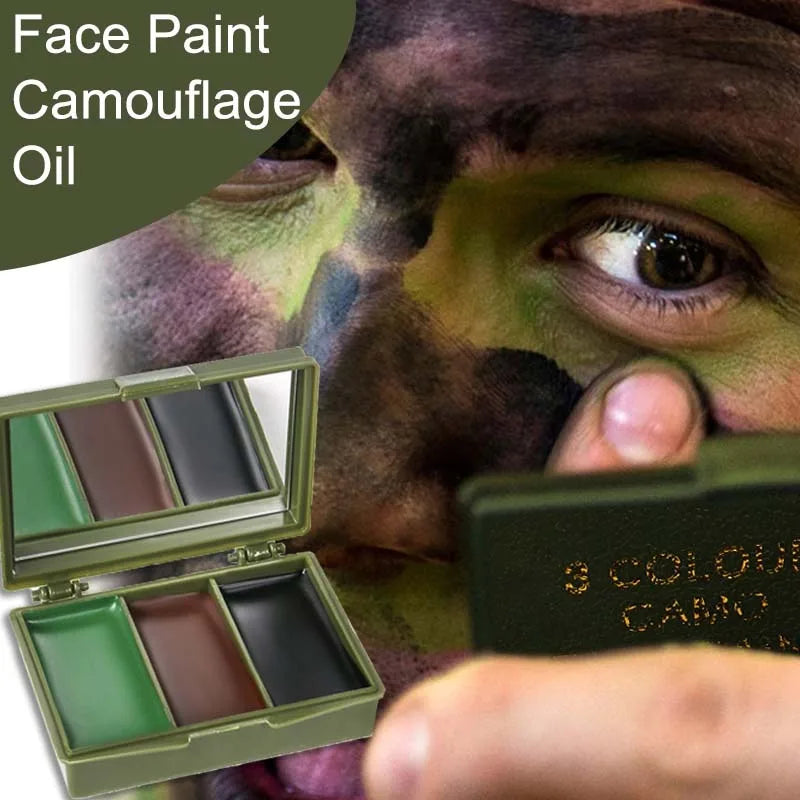 Three-Color Camouflage Face Painting Tactical Outdoor Cs Field Equipment Realistic Camouflage Makeup Oil for Disguise ＆ Blending Zpaxo
