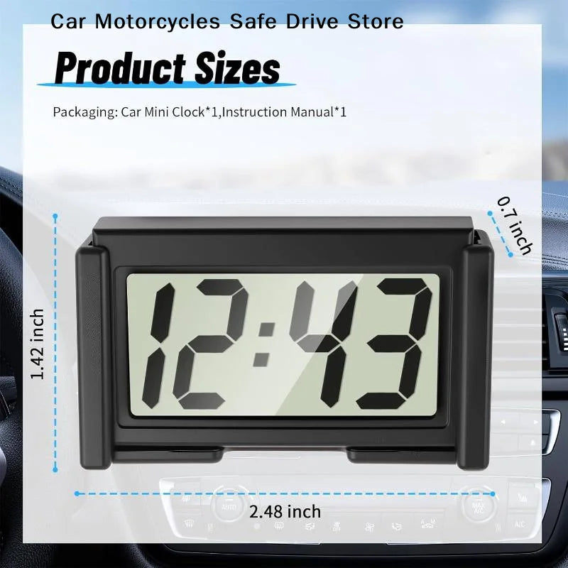 CMCar Dashboard Self-adhesive Mini Clocks Car Clock Digital Large