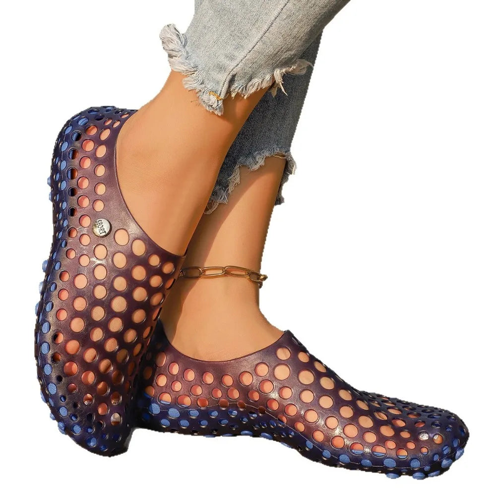 Women Fashion Elegant Perforated Hollow Out Breathable Flexible
