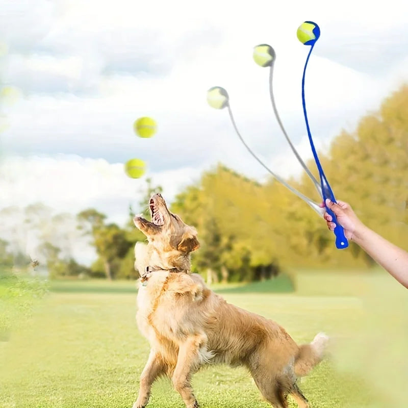 Pet Tennis Ball Launcher Stick Interactive Outdoor Dog Training Toy
