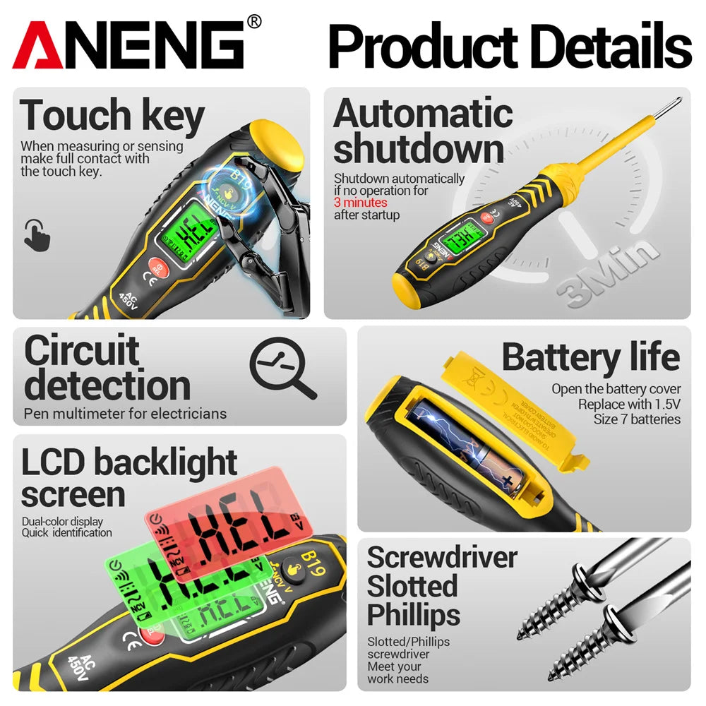 Non Contact Electrical Test Pen 1000V NCV Induction Screwdriver