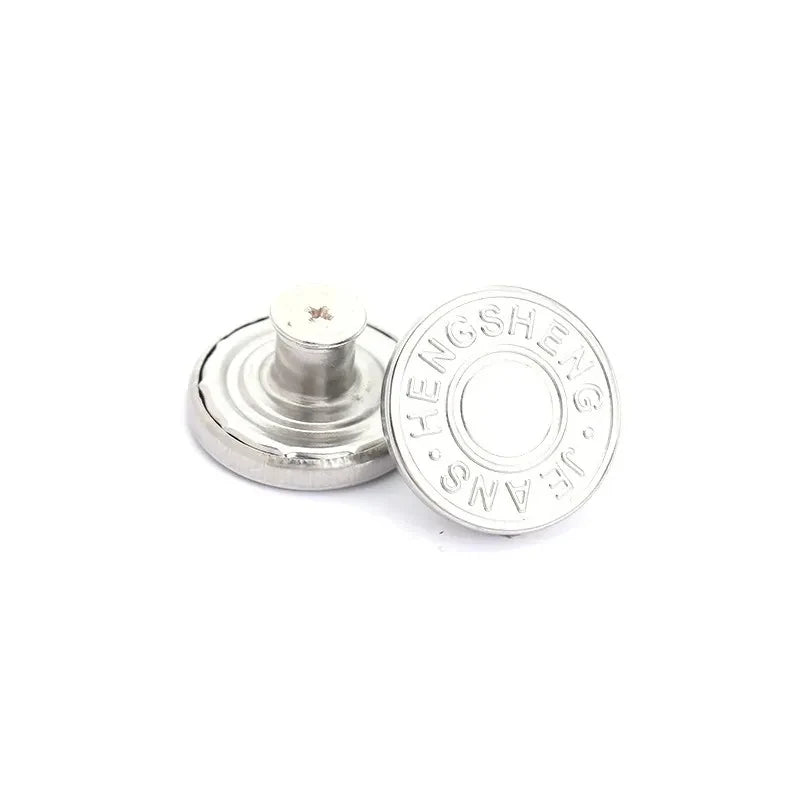 17mm Metal Jeans Button Replacement Kit – Screw-Back, No-Sew