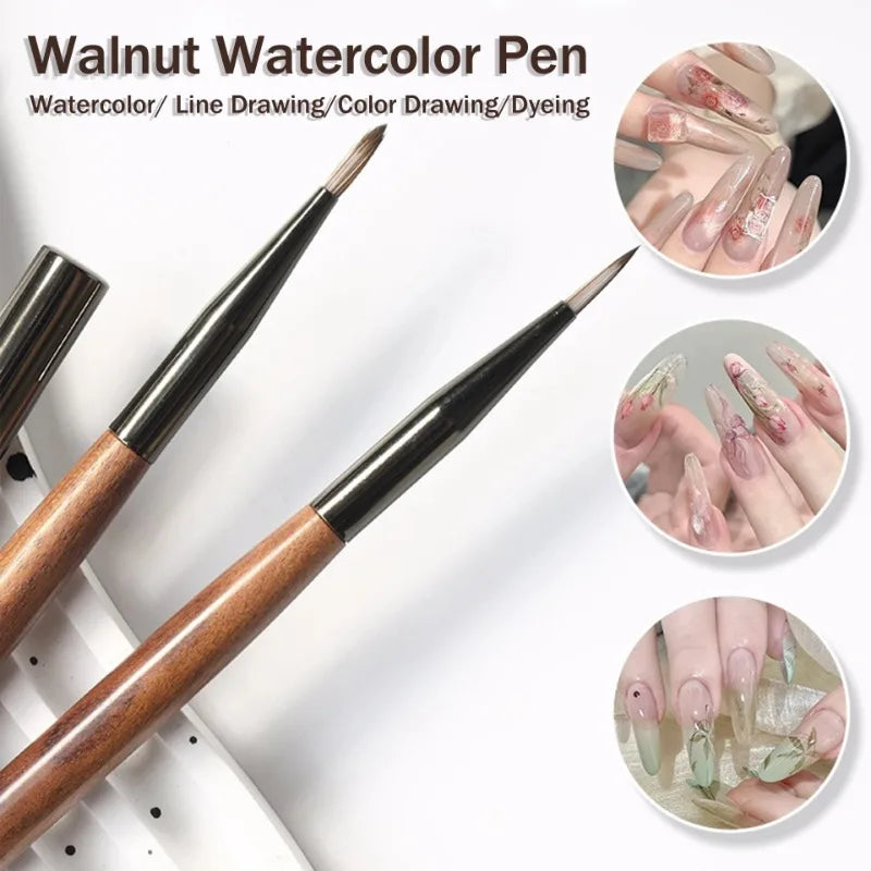 Soft Nylon Wood Handle Watercolor Nail Brush DIY Art Liner Stripes