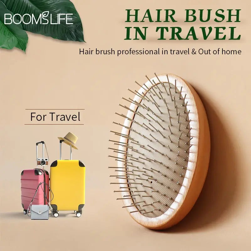 Steel Hair Brush Women Custom Mini Pocket Hair Comb Head Scalp Massage Wood Wide Tooth Comb Curly Girl Method Hair Accessories Zpaxo