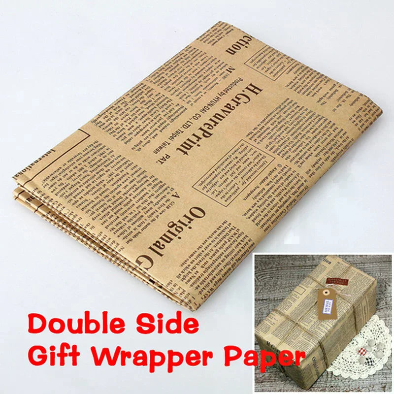 Wrap Wrapping Paper Double Sided Christmas Kraft Vintage Zpaxo