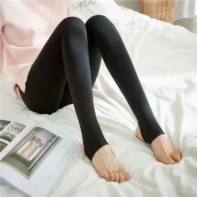 Women's Fleece Tights Thermal Stockings Woman Panty Fleece Pantyhose Stockings Winter Woman Transparent Effect Fleece Leggings Zpaxo Black2 half foot 220g thin fleece