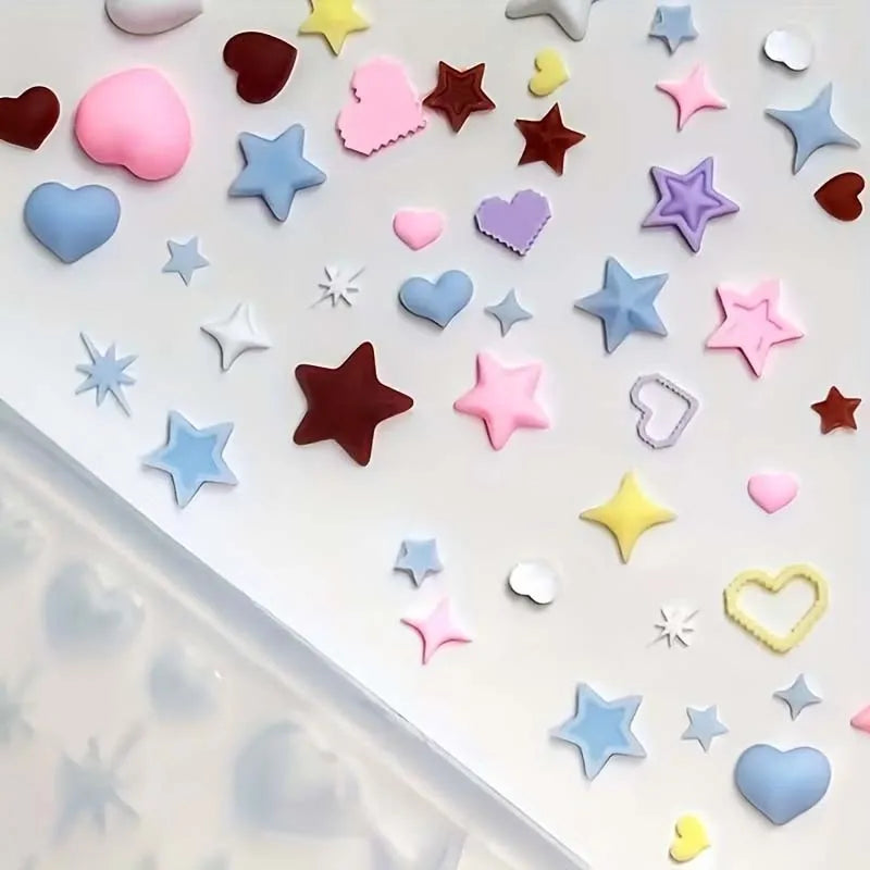 3D Starburst & Heart Silicone Molds – Nail Art & Epoxy Resin Resin Craft Mold Zpaxo