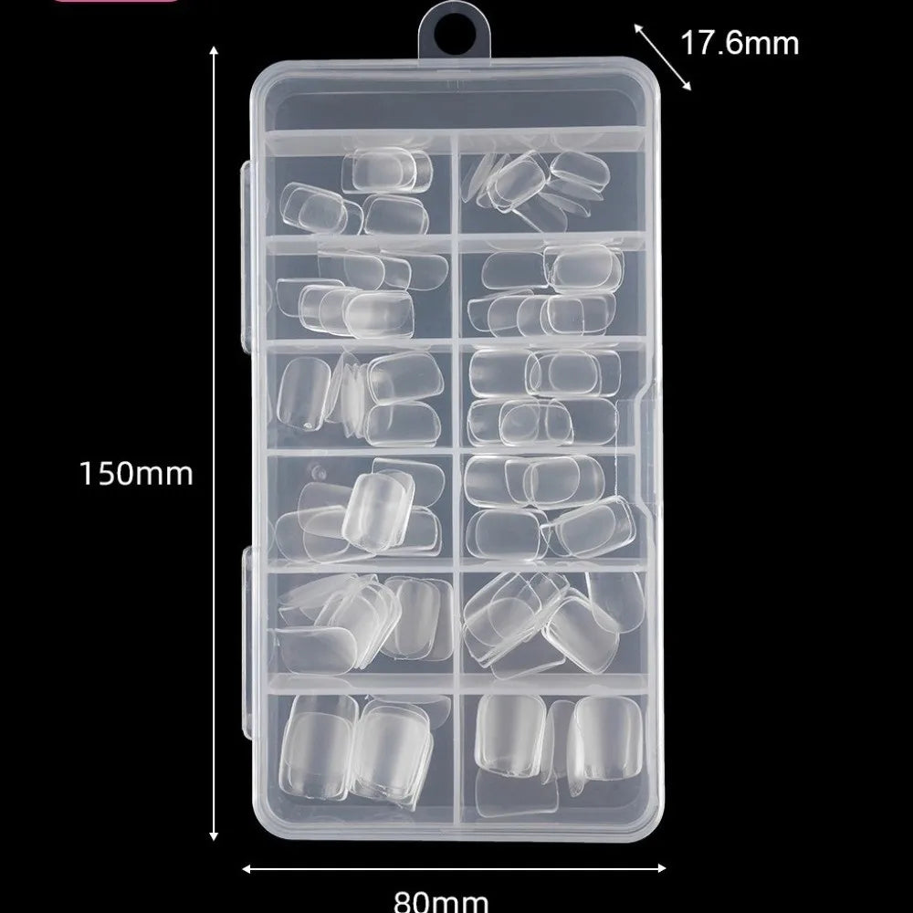 120 Short Square Nail Tips Half Matte Almond Shape False Nails Zpaxo