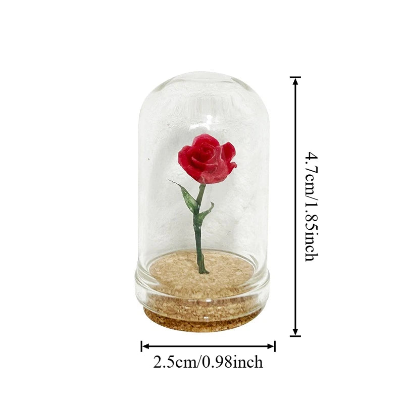 Rose Under Glass Cloche – 1:12 Miniature Dollhouse & Fairy Garden