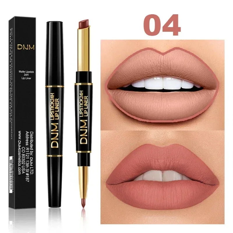 1 Matte Lipstick Pencil Double Ended Lip Liner Pen Red Nude Long Zpaxo 04