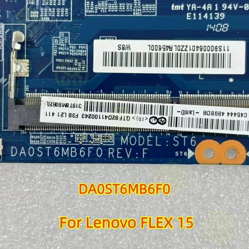DA0ST6MB6F0 Lenovo FLEX 15 Laptop Motherboard I5-4200U CPU GT820M 1GB