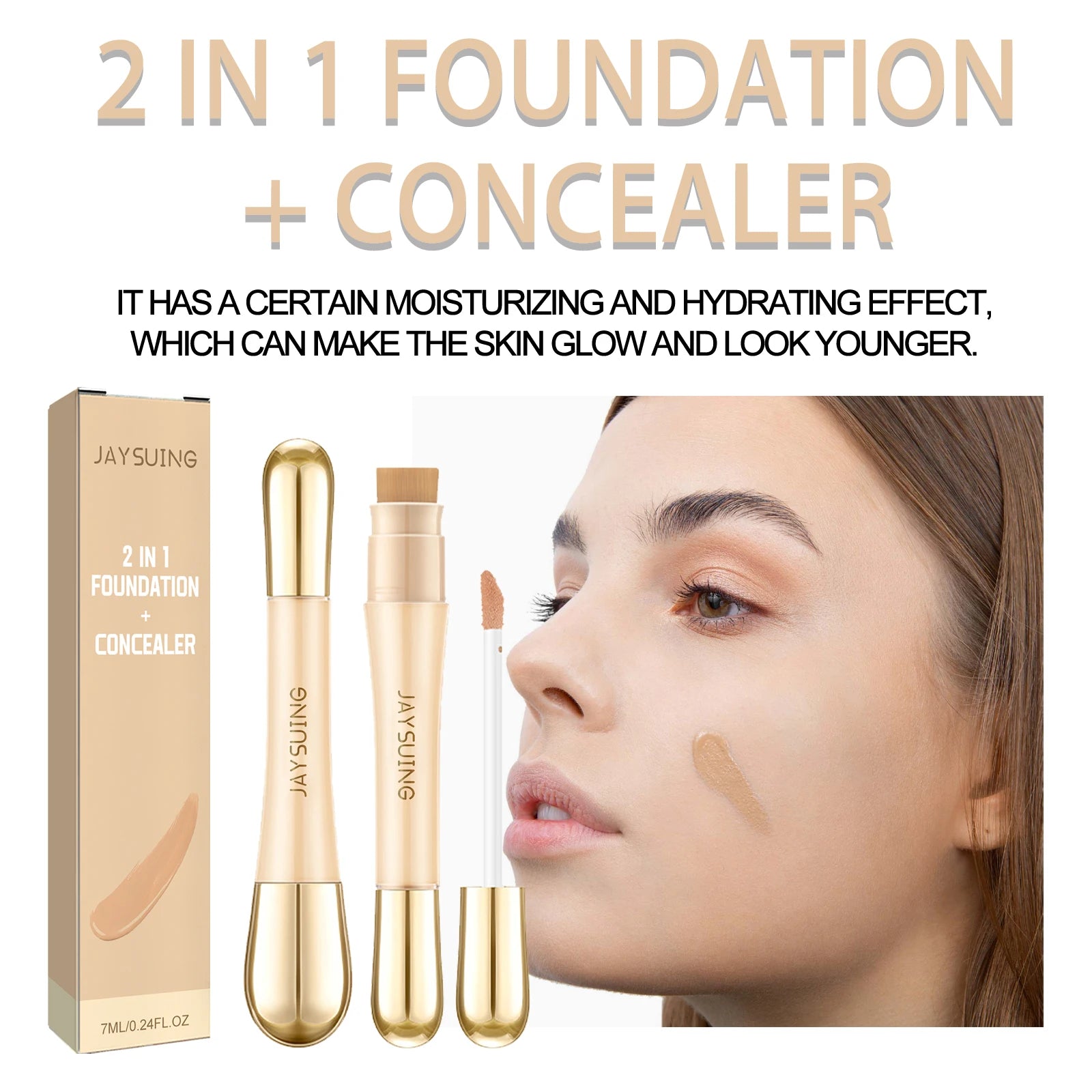 Jaysuing Double Head Concealer – Full Coverage, Long Lasting Face Concealer Zpaxo