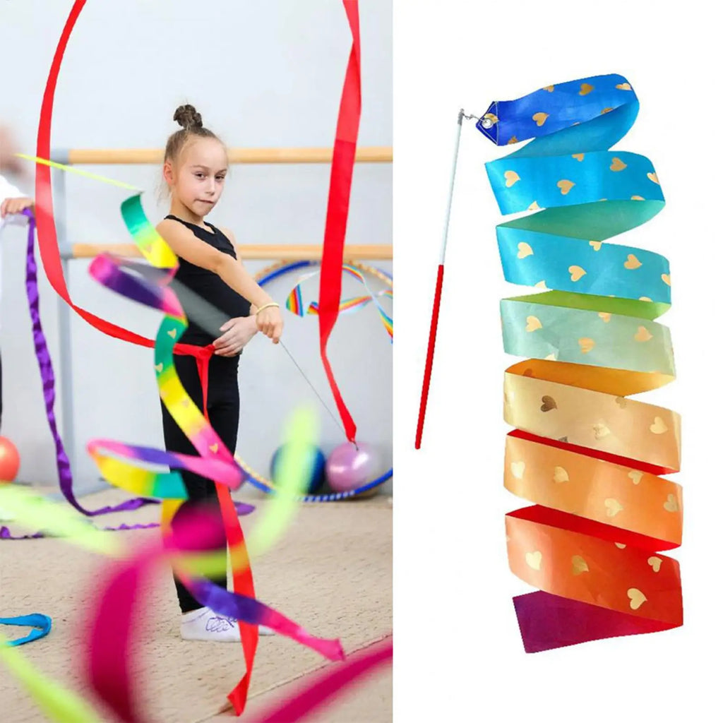 Dance Ribbons For Kids 6.56ft Long Silk Rainbow Streamer Dancing Ribbons For Kids Goodie Bags Stuffers Kids Gymnastics Band Zpaxo