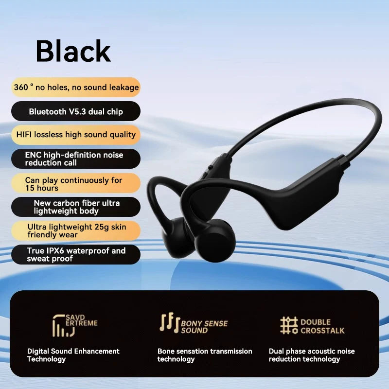 Bone Conduction Headset IPX8 MP3 32GB Bluetooth 5 3 Wireless Swimming Zpaxo black