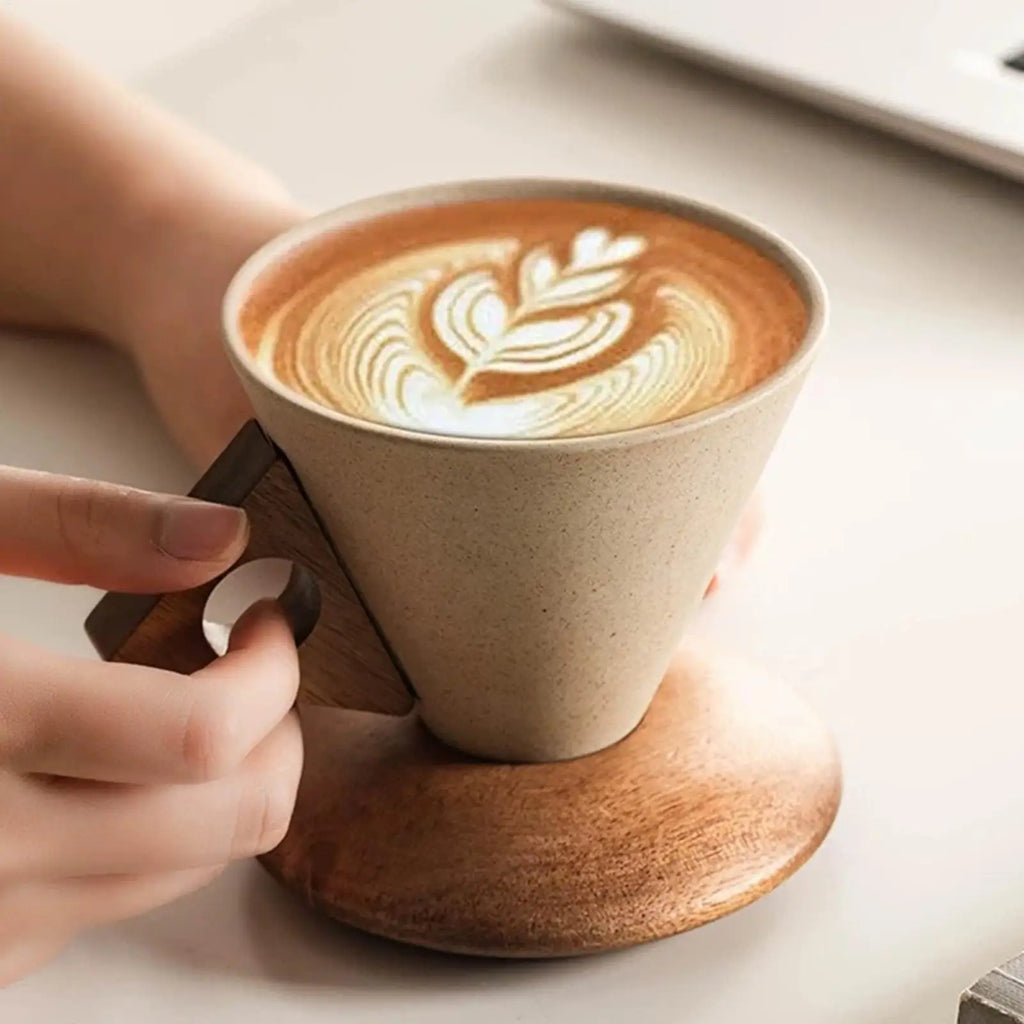 Cup Coffee Ceramic Tapered Ergonomic Drinking Mug Home Family Indoor Zpaxo