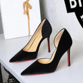 Womens Burgundy Velvet Pointed Toe Stiletto Heel Pumps Cut Out Heels Zpaxo 9269 Black 38(insole 23.6cm) China Mainland