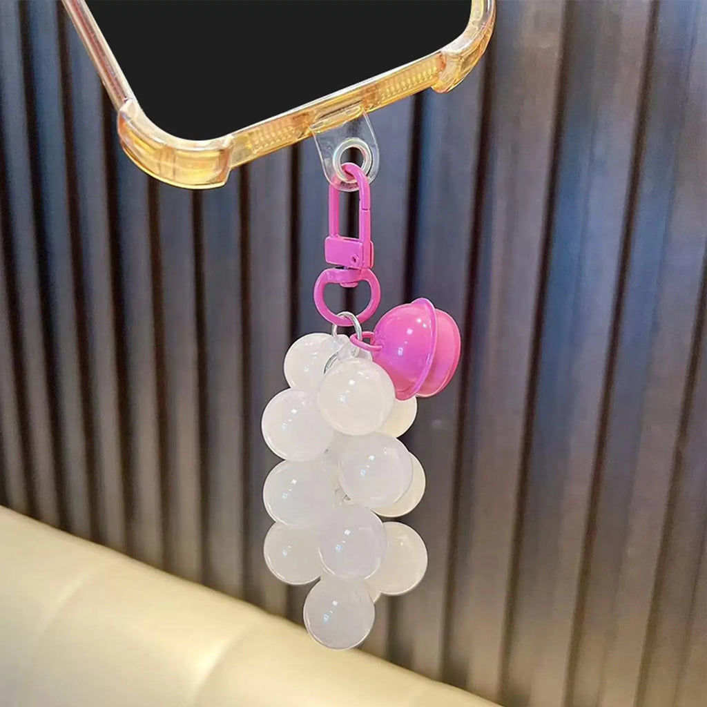 Grape Keychain UV Detector Changing Beads Cute Purse Charm Car Key