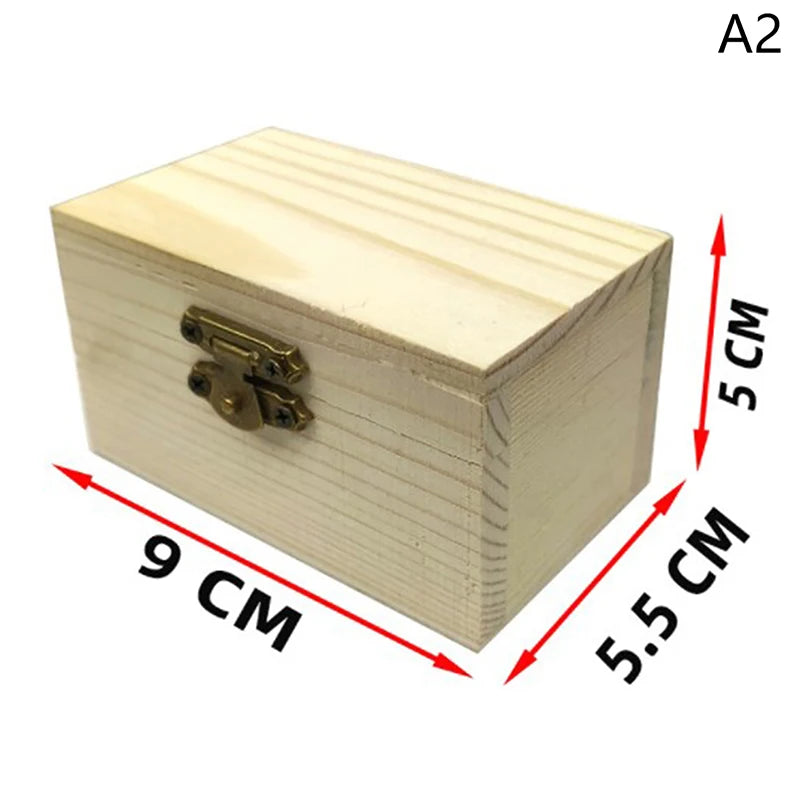 Blank Square Shape Unfinished Wooden Jewelry Box Kid DIY Craft Zpaxo A2