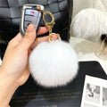 Fluffy Soft Pompom Ball Keychain Bag Ornament Hanging Decoration Fur Ball Keyring Backpack Bag Charm Fur Pendant Jewelry Gifts Zpaxo White